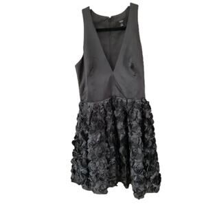 AQUA Rose Embellished Cocktail Mini Dress Sleeveless Black Size 8 NWT